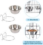 Set of 2 Stainless-Steel Dog Bowls - Cage, Kennel, and Crate Hanging Pet Bowls for Food and Water - 20oz Each and Dishwasher Safe by PETMAKER,Silver - Image 5