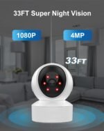 4MP Indoor Wireless Security Camera, 2.4/5GHz Pet WiFi Camera with PTZ Auto Tracking, 5G Baby Room Camera for Dog, Cat, Home Security,Motion Detection, Phone App Control, 24/7, 2-Way Talk - Image 6