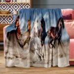 Horse Blanket, Soft Warm Fuzzy Fleece Plush Blanket 60''x50'', Smooth Cozy Flannel Throw Blanket for Bed/Couch/Office/Camping - Image 8
