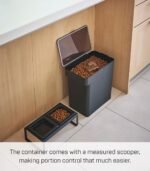 Yamazaki Home Tower Airtight Pet Food Storage Container - Cat And Dog Food Holder Bin With Transparent Lid And Handle - Large - Abs Plastic - 15 Lbs., 3.17 Gallons, 12 Quarts,Black - Image 3