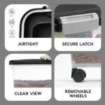 IRIS USA Airtight Dog Food Storage Container, Up to 38 lbs, Attachable Wheels, For Dog Cat Bird and Other Pet Food Storage Bin, Keep Fresh, Translucent Body, Easy Mobility, Black - Image 3