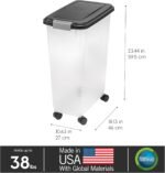 IRIS USA Airtight Dog Food Storage Container, Up to 38 lbs, Attachable Wheels, For Dog Cat Bird and Other Pet Food Storage Bin, Keep Fresh, Translucent Body, Easy Mobility, Black - Image 4