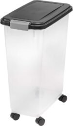 IRIS USA Airtight Dog Food Storage Container, Up to 38 lbs, Attachable Wheels, For Dog Cat Bird and Other Pet Food Storage Bin, Keep Fresh, Translucent Body, Easy Mobility, Black - Image 8