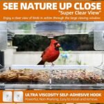 Window Bird Feeder with Solar Light, High Transparency, Weatherproof and Durable Outdoor Decor, Bird Watching Gift for Elderly, Families and Gardener, Entertainment for Cats - Image 5