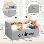 Large Cat Toy Box Cat Toy Storage Basket 2X Thicker Foldable Sturdy Pet Toy Storage Bin Bed for Organizing Pet Toys Treats Clothes and Accessories - Image 3