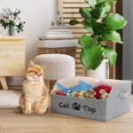 Large Cat Toy Box Cat Toy Storage Basket 2X Thicker Foldable Sturdy Pet Toy Storage Bin Bed for Organizing Pet Toys Treats Clothes and Accessories - Image 7