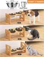 Vantic Elevated Dog Bowls-Adjustable Raised Dog Bowls with Stand for Small Size Dogs and Cats, Sturdy Bamboo Dog Feeder with 2 Stainless Steel Bowls and Non-Slip Feet - Image 3
