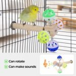 Bird Stand Perch Toy with Rotating Balls, Bird Toys for Parakeets, 7in Natural Pine Parrot Stand, Fun Toy for Birds Parrots Cockatiels Budgies Budgerigars Parrotlets Lovebirds (1 Pcs) - Image 5