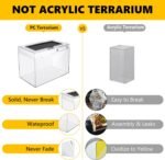 Reptile PC Terrarium, Anti Breakage 12x7x9 inch Amphibians Tank Starter Kits, Top Sliding Door Screen Ventilation Mini Habitat Cages, Hygrometer Thermometer, Hide Cave, Vines, Tweezer, Sprayer - Image 3