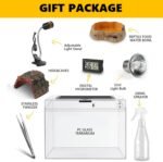 Reptile PC Terrarium, Anti Breakage 12x7x9 inch Amphibians Tank Starter Kits, Top Sliding Door Screen Ventilation Mini Habitat Cages, Hygrometer Thermometer, Hide Cave, Vines, Tweezer, Sprayer - Image 6