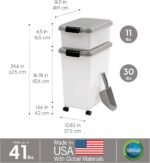 IRIS USA Dog Food Storage Container, 30 lbs & 11 lbs Combo, Cat Food Storage Container, Dog Treat Container, Airtight, Stackable, 2-Cup Scoop, Wheels, Easy Mobility, Chrome - Image 3