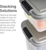 IRIS USA Dog Food Storage Container, 30 lbs & 11 lbs Combo, Cat Food Storage Container, Dog Treat Container, Airtight, Stackable, 2-Cup Scoop, Wheels, Easy Mobility, Chrome - Image 10