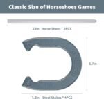 Horseshoes Outside Game Set - Universal Size Lawn Horseshoes Outdoor Games for Parties Beach Backyard, Includes 4 Horseshoes, 2 Steel Stakes and Durable Carrying Bag - Image 4