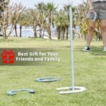 Horseshoes Outside Game Set - Universal Size Lawn Horseshoes Outdoor Games for Parties Beach Backyard, Includes 4 Horseshoes, 2 Steel Stakes and Durable Carrying Bag - Image 8