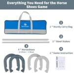 Horseshoes Outside Game Set - Universal Size Lawn Horseshoes Outdoor Games for Parties Beach Backyard, Includes 4 Horseshoes, 2 Steel Stakes and Durable Carrying Bag - Image 10