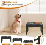Adjustable Dog Bowls (1.5L＆2.5L) with Anti-Slip Foot in 3 Heights (3.9'',7.8'',11.8'') Raised Feeding Bowls for Small Large Medium Pets Dogs Cats Raised Bowls Elevated Bowl in Black - Image 3