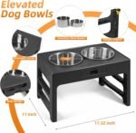 Adjustable Dog Bowls (1.5L＆2.5L) with Anti-Slip Foot in 3 Heights (3.9'',7.8'',11.8'') Raised Feeding Bowls for Small Large Medium Pets Dogs Cats Raised Bowls Elevated Bowl in Black - Image 4