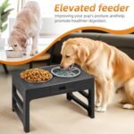 Adjustable Dog Bowls (1.5L＆2.5L) with Anti-Slip Foot in 3 Heights (3.9'',7.8'',11.8'') Raised Feeding Bowls for Small Large Medium Pets Dogs Cats Raised Bowls Elevated Bowl in Black - Image 6