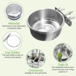 Tfwadmx 2 Pcs Bird Feeding Dish Cups,Parrot Food Bowl Clamp Holder Coop Cup Bird Cage Water Bowl for Parakeet African Greys Conure Cockatiels Lovebird Budgie Chinchilla - Image 4