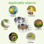 Tfwadmx 2 Pcs Bird Feeding Dish Cups,Parrot Food Bowl Clamp Holder Coop Cup Bird Cage Water Bowl for Parakeet African Greys Conure Cockatiels Lovebird Budgie Chinchilla - Image 6