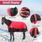 Surcingle Turnout Blankets for Horse,1680D Winter Waterproof Horse Trunout Blanket, 400g / 14oz Warm Cotton Filling Liner, Medium Weight Waterproof Horse Blanket (US 72 in(EU 135 cm)) - Image 8