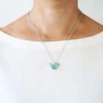 Bird Tagua Pendant in Light Blue Handmade Fairtrade, Lightweight by Florama Natural Jewelry - Image 3