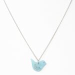 Bird Tagua Pendant in Light Blue Handmade Fairtrade, Lightweight by Florama Natural Jewelry - Image 4