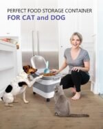 ANVS Airtight Collapsible Pet Food Container With Casters, Scoop and Small Container - Keeps Up To 20lbs Dry Dog Food Fresh (Grey) - Image 3