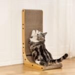 Poils bebe L Shape Cat Scratcher, 26.8 Inch Cat Scratchers for Indoor Cats, Protecting Furniture Cat Scratch Pad, Cardboard Cat Scratching with Ball Toy, Catnip, Large - Image 7