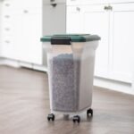 Remington WeatherPro Airtight Dog Food Storage Container, Up to 22 lbs, Attachable Wheels, For Dog Cat Bird and Other Pet Food Storage Bin, Keep Fresh, Translucent Body, Green - Image 3