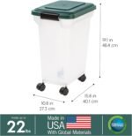 Remington WeatherPro Airtight Dog Food Storage Container, Up to 22 lbs, Attachable Wheels, For Dog Cat Bird and Other Pet Food Storage Bin, Keep Fresh, Translucent Body, Green - Image 4