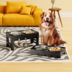 Elevated Dog Bowls with 2 Stainless Steel Dog Food Bowls 5 Height Adjustable Raised Dog Bowl Stand Non-Slip Dog Feeder Adjusts to 3.1”, 9”, 10”, 11”, 12” Tall for Medium Large Dogs - Black - Image 3