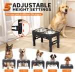 Elevated Dog Bowls with 2 Stainless Steel Dog Food Bowls 5 Height Adjustable Raised Dog Bowl Stand Non-Slip Dog Feeder Adjusts to 3.1”, 9”, 10”, 11”, 12” Tall for Medium Large Dogs - Black - Image 4