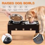 Elevated Dog Bowls with 2 Stainless Steel Dog Food Bowls 5 Height Adjustable Raised Dog Bowl Stand Non-Slip Dog Feeder Adjusts to 3.1”, 9”, 10”, 11”, 12” Tall for Medium Large Dogs - Black - Image 8