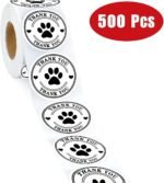500 Pet Black Footprints Thank You Labels per Roll,Puppy Paw Stickers for Cookie Bag,Gift Box - Image 4