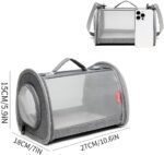 Guinea Pig Carrier Travel Small Animal Carrier Bag Lizard Bird Rabbit Carrier Cage Squirrel Breathable Bag Portable Travel Hamster Small Pet Hangbag (Small, Gray) - Image 4