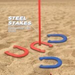 Horseshoes Outside Game, Horseshoes Outdoor Games Set Heavy Duty Steel 4 Horse Shoes & 2 Stakes, Horse Shoes Outdoor Games for Adults and Family - Ideal for Backyard, Lawn, Beach - Image 7