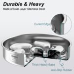 Slow Feeder Dog Bowl, Double-Layer Food-Grade Stainless Steel, Heavy Duty with Non-Slip Rubber Base, 2Cups Capacity for Small and Medium Dogs to Slow Down Eating - Image 5