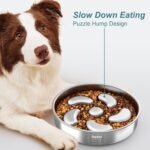 Slow Feeder Dog Bowl, Double-Layer Food-Grade Stainless Steel, Heavy Duty with Non-Slip Rubber Base, 2Cups Capacity for Small and Medium Dogs to Slow Down Eating - Image 6