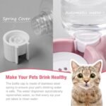 Dog Bowls, Cat Food and Water Bowl Set with Water Dispenser and Stainless Steel Bowl for Cats and Small Dogs - Pink - Image 5