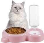 Dog Bowls, Cat Food and Water Bowl Set with Water Dispenser and Stainless Steel Bowl for Cats and Small Dogs - Pink - Image 8