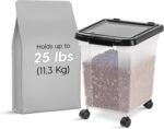 IRIS USA WeatherPro Airtight Dog Food Storage Container, Up to 25 lbs, Removable Wheels, for Dog Cat Bird and Other Pet Food Storage Bin, Keep Fresh, Translucent Body, Clear/Black - Image 3