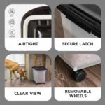 IRIS USA WeatherPro Airtight Dog Food Storage Container, Up to 25 lbs, Removable Wheels, for Dog Cat Bird and Other Pet Food Storage Bin, Keep Fresh, Translucent Body, Clear/Black - Image 5