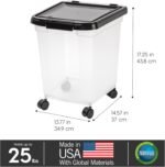 IRIS USA WeatherPro Airtight Dog Food Storage Container, Up to 25 lbs, Removable Wheels, for Dog Cat Bird and Other Pet Food Storage Bin, Keep Fresh, Translucent Body, Clear/Black - Image 6