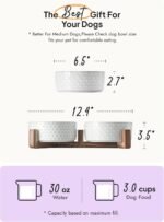 LE TAUCI Dog Bowls Ceramic, Bowl Set with Acacia Wood Stand, 3 Cups Dog Food and Water Bowl for Small Medium Sized, Weighted Dog, Pet Bowls - Image 4