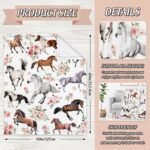 Floral Horse Fuzzy Flannel Blanket 60 x 50 Inch Farmhouse Throw Blanket Watercolor Flower Cow Blanket for Home Chair Sofa Couch Bed - Image 3
