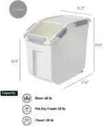 HANAMYA 25 Liter / 40 lbs Rice Storage Container with Measuring Cup, BPA free, For Rice | Grain | Pet Food | Flour, 2 count, White - Image 4