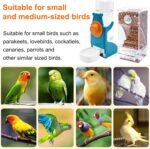 VCEPJH No Mess Bird Feeder with Water Dispenser, Automatic Parrot Feeder Drinker Parakeet Seed Dispenser Food Container with Cage Perch for Lovebirds Conures Budgies Canary Finch (4Pcs) - Image 9