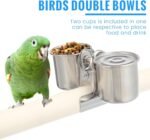 Tioncy 2 PCS Bird Parrot Feeding Double Cups Dishes Hanging Stainless Steel Food Water Bowls with Clip Pet Animal Food Water Bowls Holder for Cage Coop Perches Play Stand Accessories - Image 5