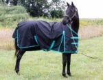 1200 Denier Horse RAIN Sheet (Waterproof/Breathable & Wind Proof Turnout Sheet) Horse Breathable RAINSHEET (Black-Turquoise, 76) - Image 3